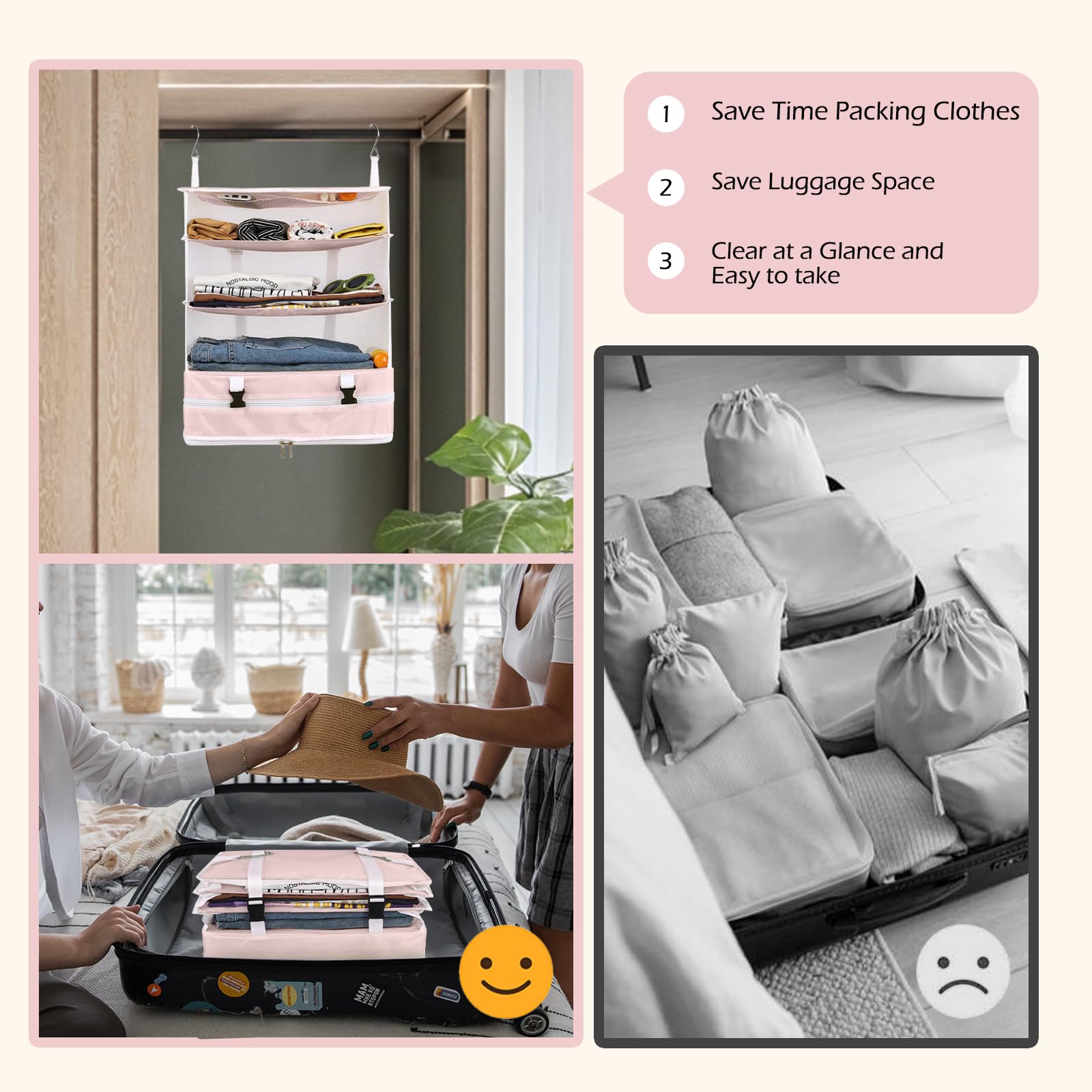 【色:A-Pink_サイズ:X-Large_33*26*59cm】Surblue Amazon.co.jp: Surblue Closet Hanging Storage 4-Tier Foldable